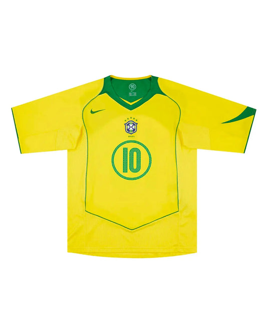 2004 Brazil Home Jersey Official Reissue Ronaldinho #10 Nike