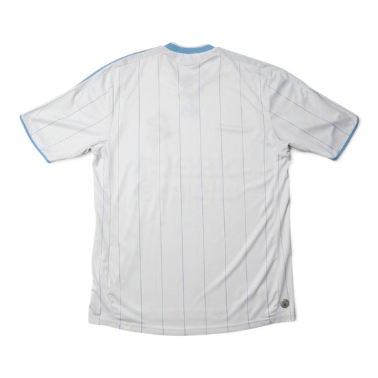 Back view of Olympique de Marseille home shirt showing pinstripe design
