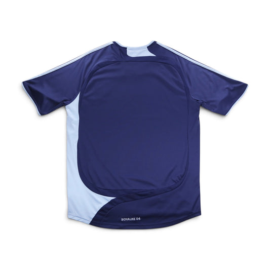 Schalke 04 third shirt back view, plain navy and light blue panelling