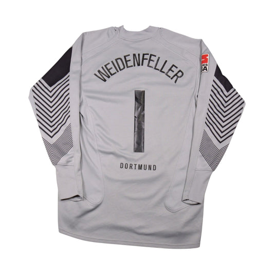 Back view of Borussia Dortmund goalkeeper shirt showing WEIDENFELLER 1 and Bundesliga patch