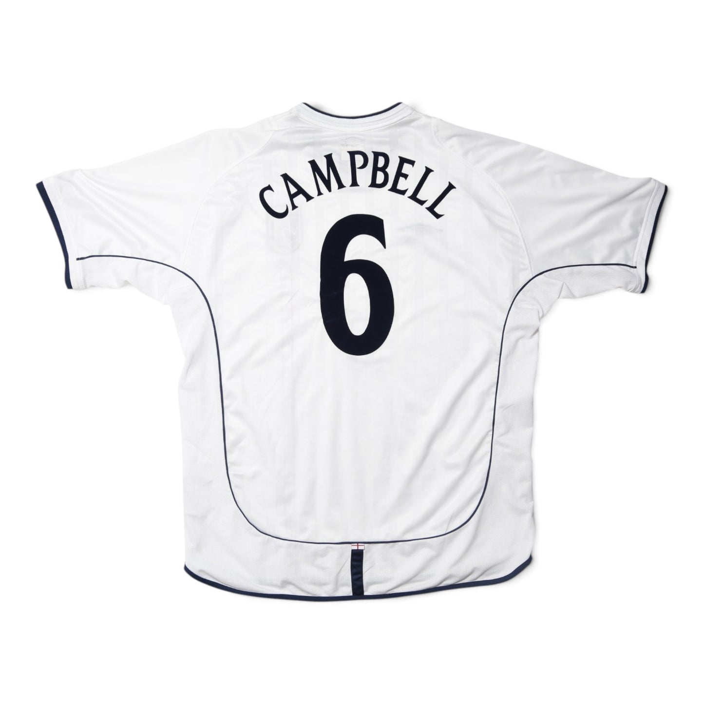 England 2001/03 home shirt back view showing Campbell 6 print