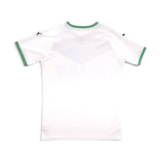Sassuolo 2021/22 away shirt back view, plain white with green trim