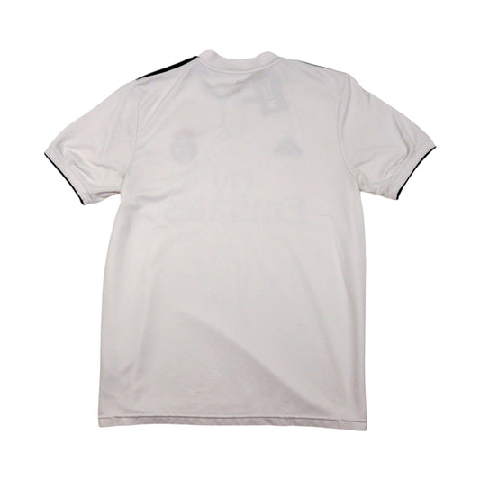 Real Madrid 2018/19 home shirt back view showing plain white back