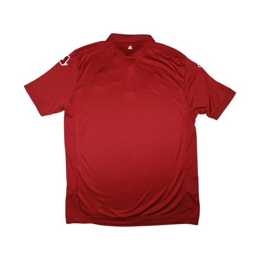 Back view of 2017/18 Spezia Calcio third shirt showing plain red body and collar