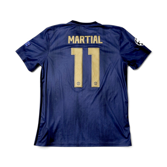 2018/19 Manchester United third shirt back view with Martial 11 print and Champions League sleeve badges