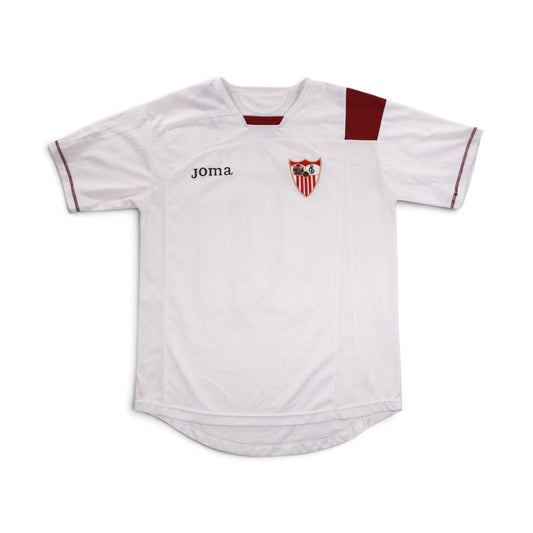 Sevilla 2007/08 home shirt back view showing maroon shoulder panel