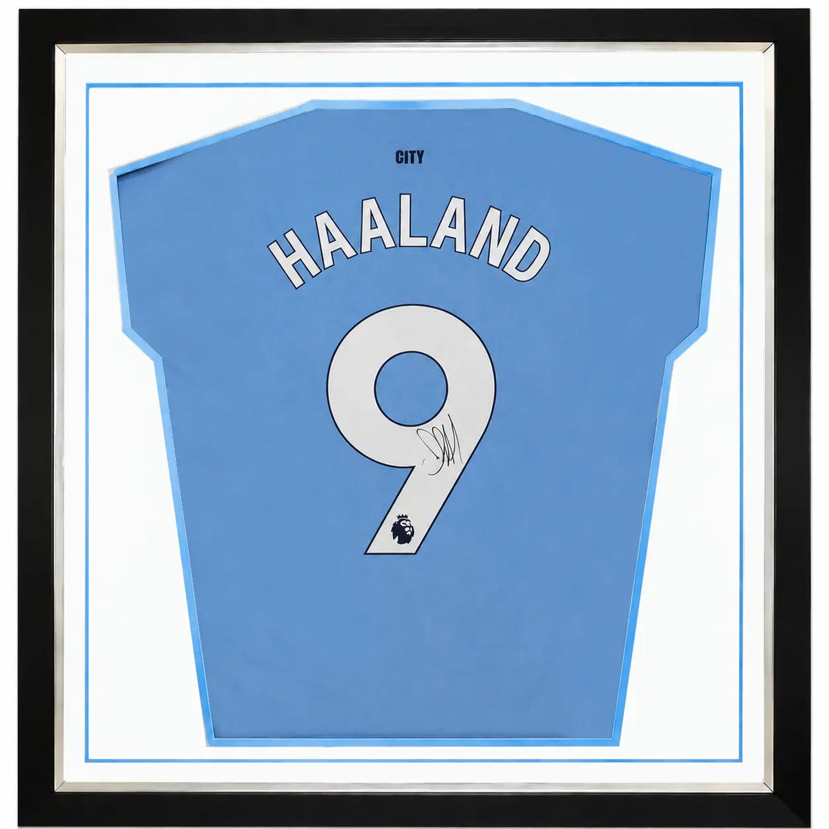 Erling Haaland Framed Signed Manchester City Football Shirt 2024/25 Season Forever Vintage