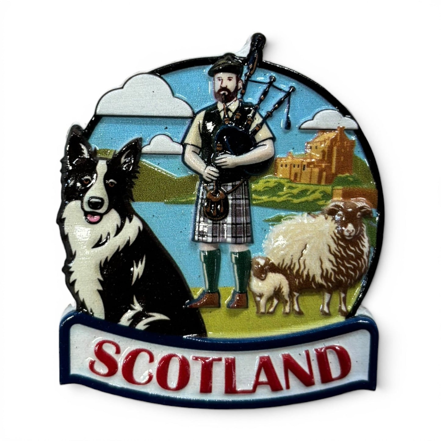 Scotland Collie,Piper & Sheep Magnet