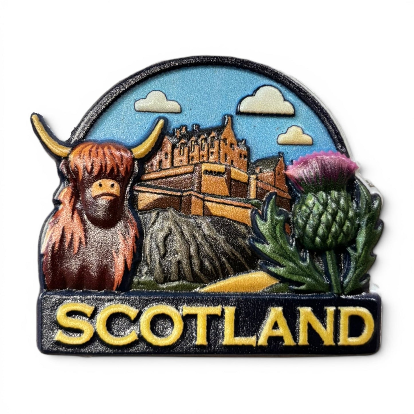Scotland Cow,Thistle & Castle Matt Magnet