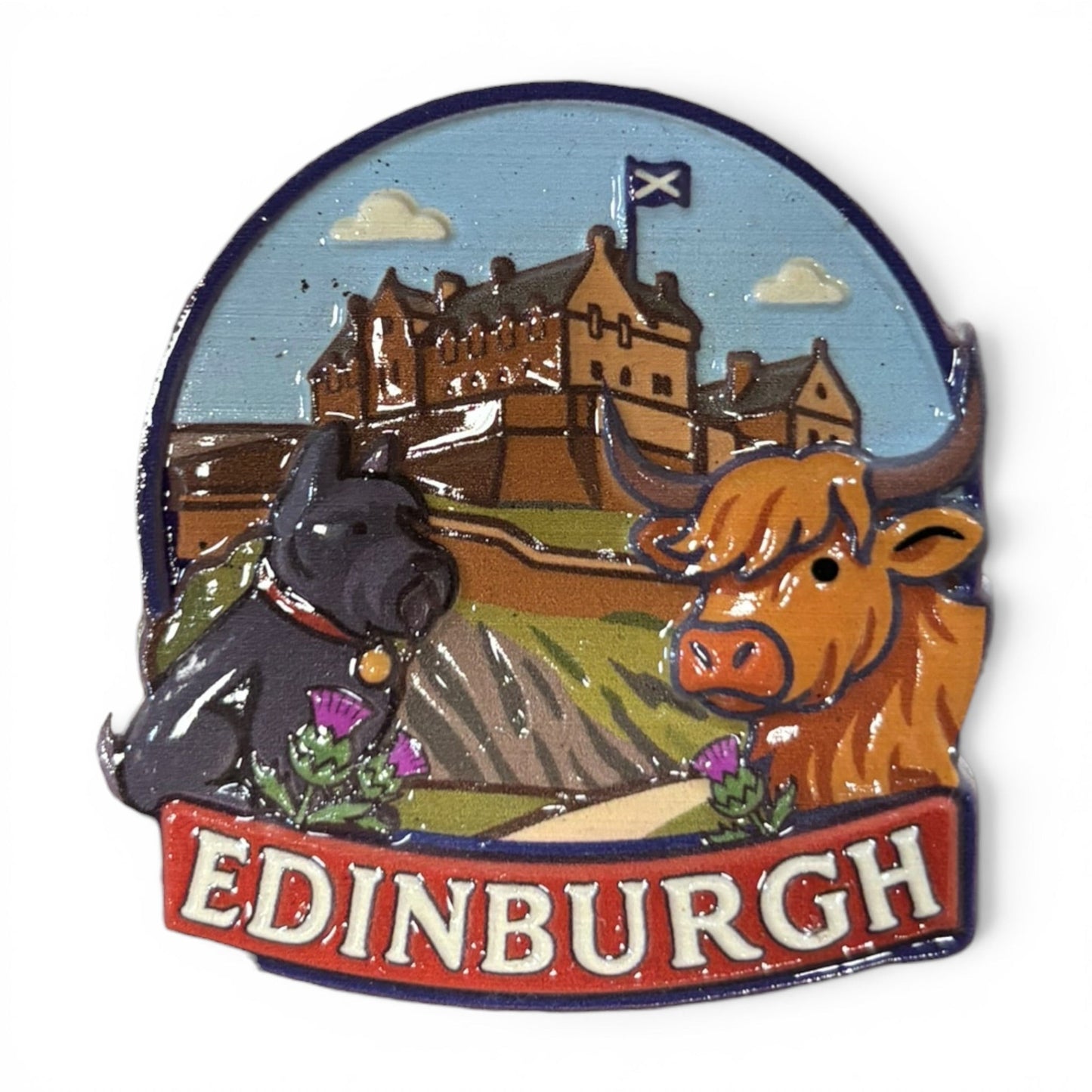 Edinburgh Bobby,Cow & Castle Gloss Magnet