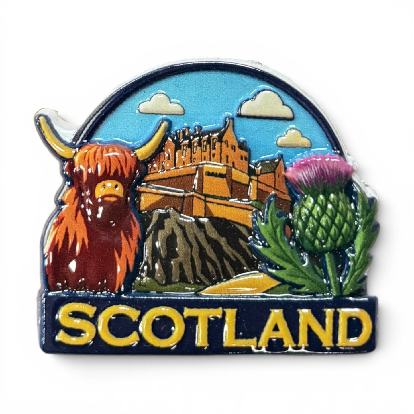 Scotland Cow,Thistle & Castle Gloss Magnet