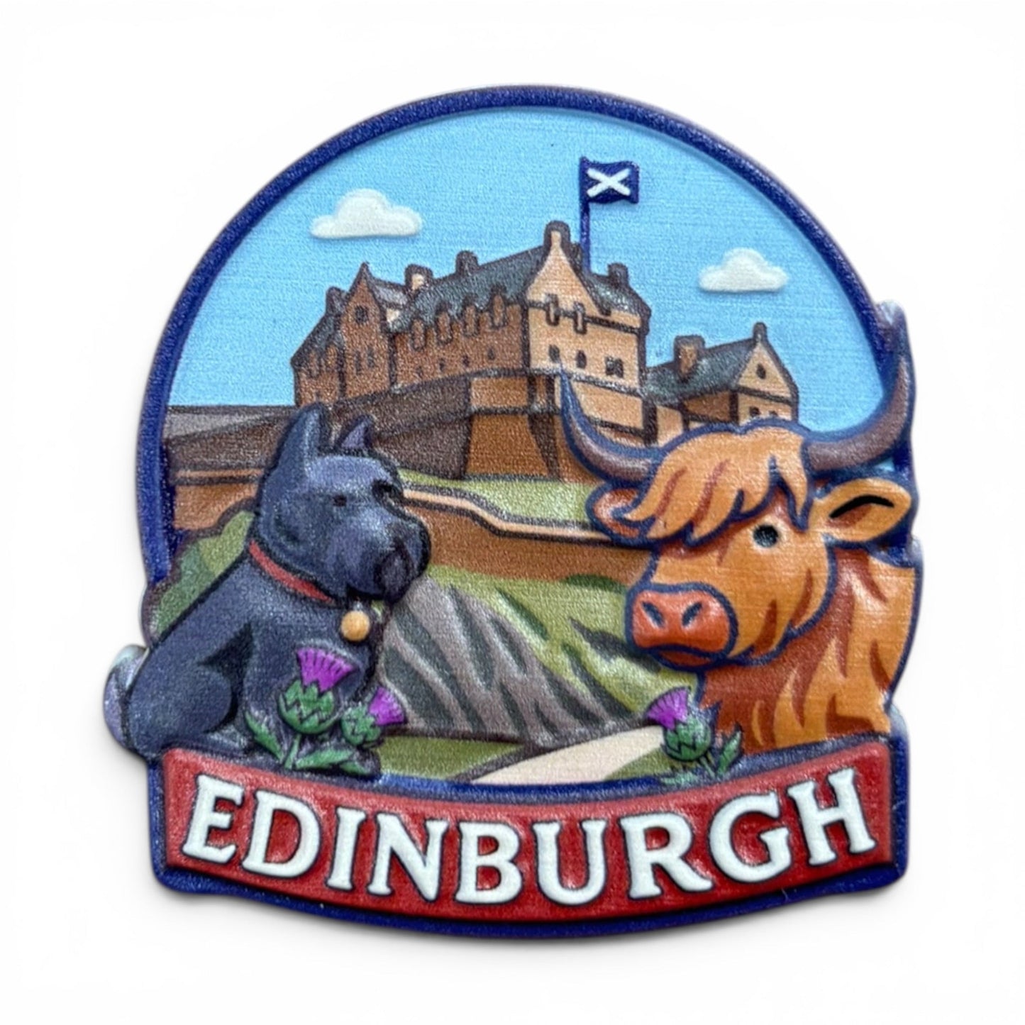 Edinburgh Bobby,Cow & Castle Matt Magnet