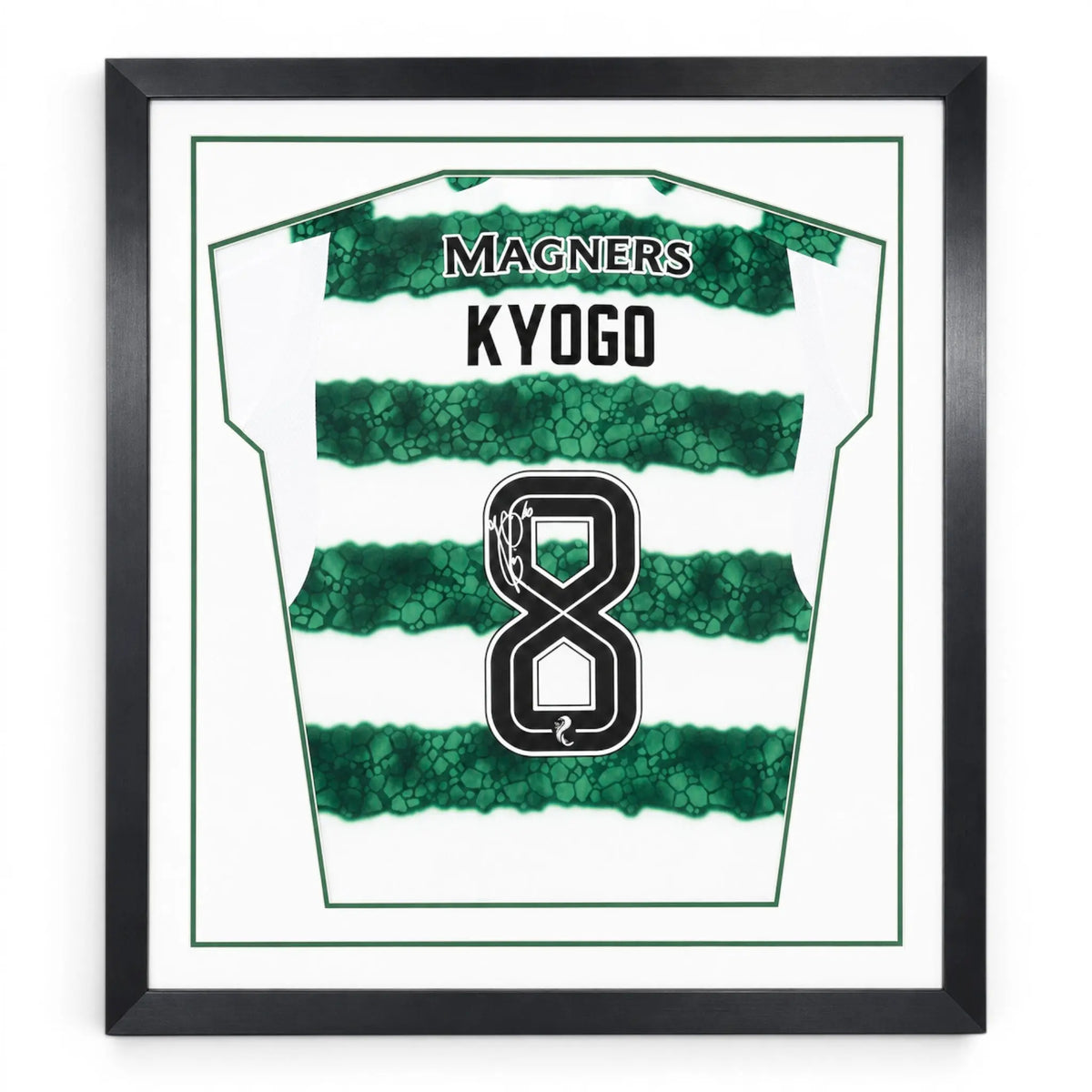 Kyogo Framed Signed Celtic Football Shirt 2023/24 Season Forever Vintage