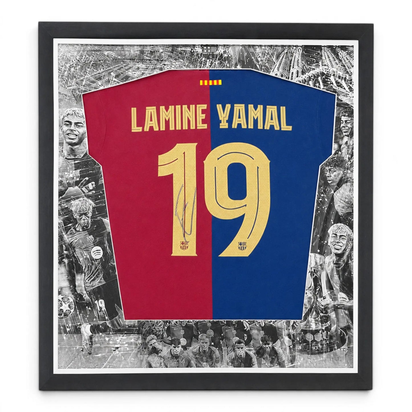 Lamine Yamal Framed Signed Barcelona Football Shirt Season 2024/25 Forever Vintage