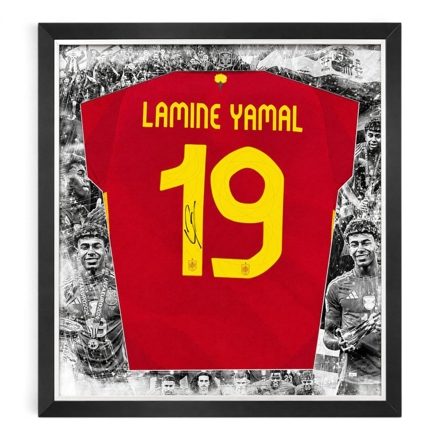 Lamine Yamal Hero Frame Signed Spain Football Shirt Euro 2024 Forever Vintage