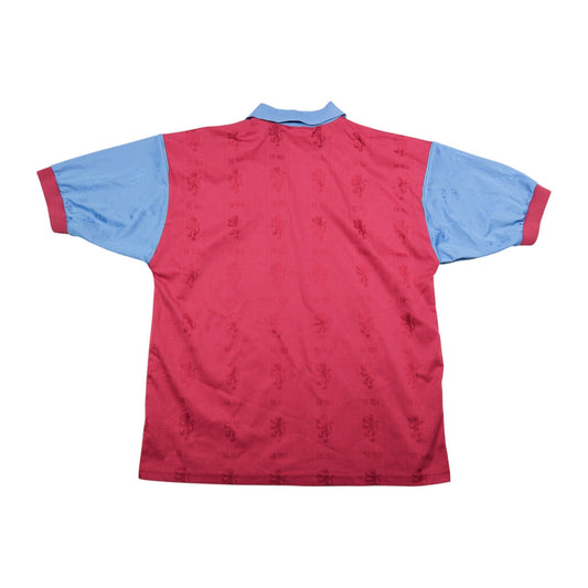 Aston Villa 1995/97 home shirt back showing jacquard lion pattern