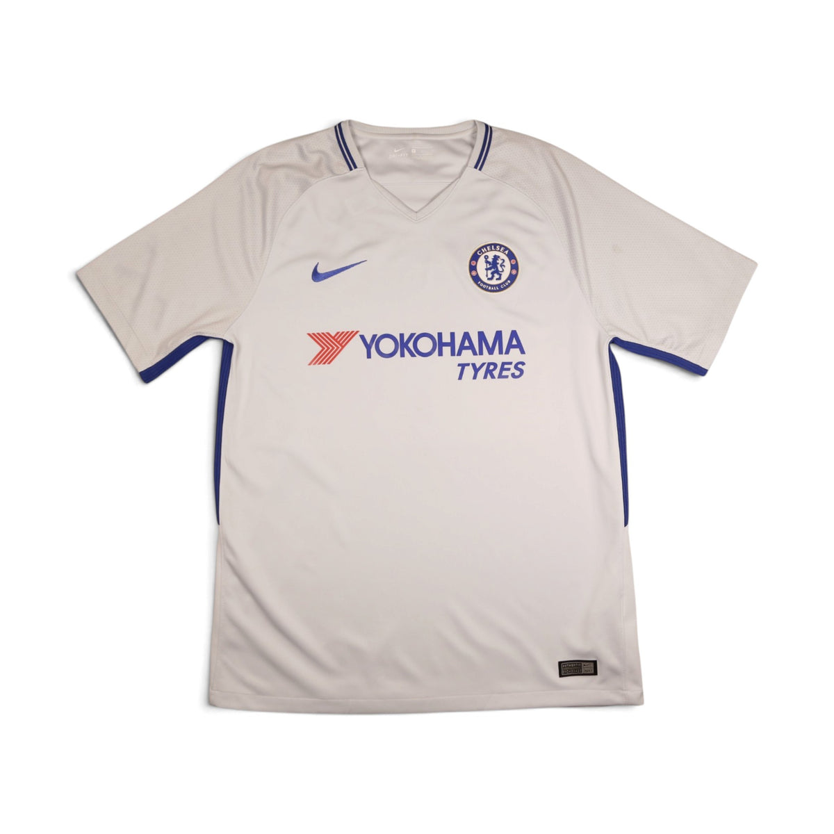 Front view of 2017/18 Chelsea away shirt with Yokohama Tyres sponsor and Chelsea crest