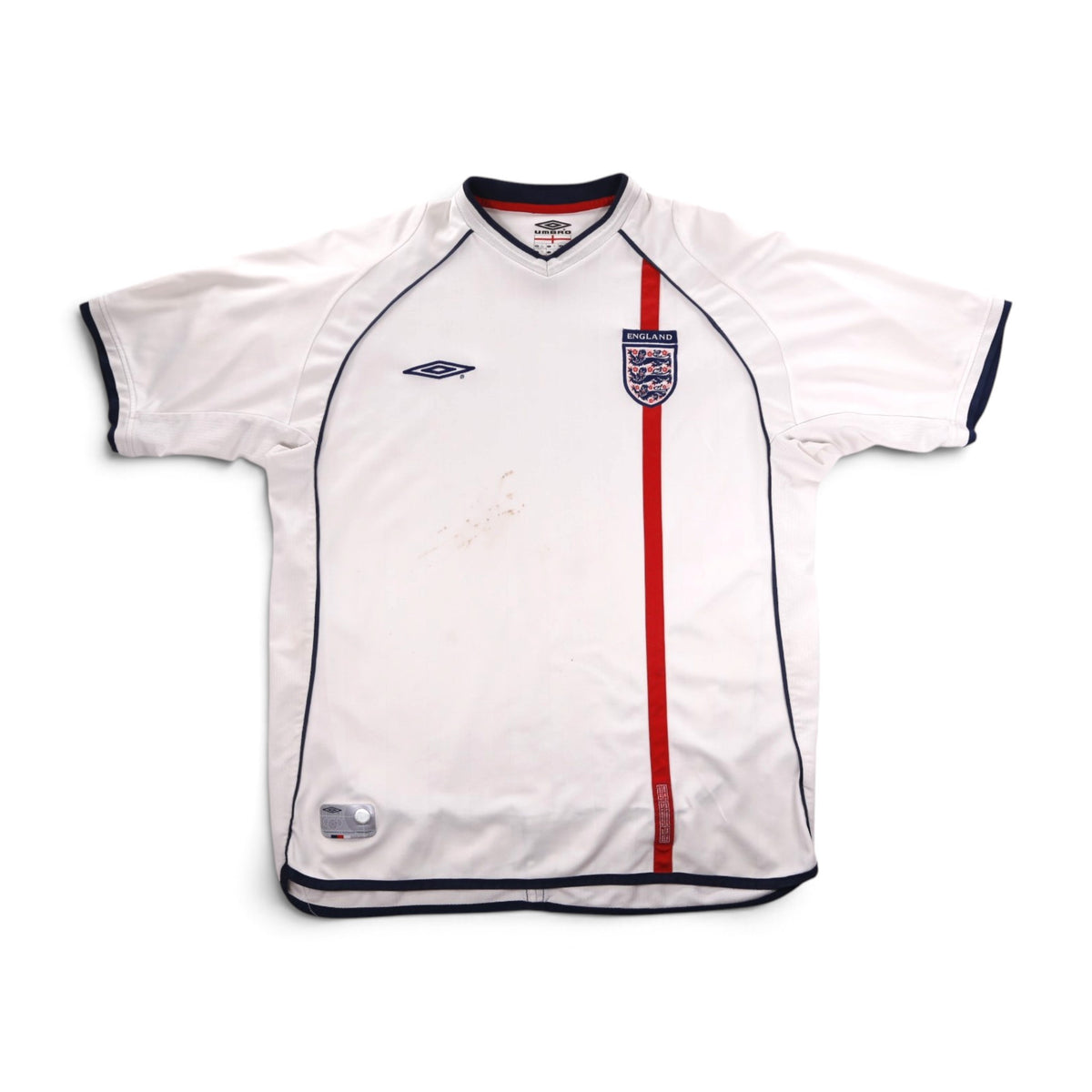 England 2001/03 home shirt back view showing plain white back