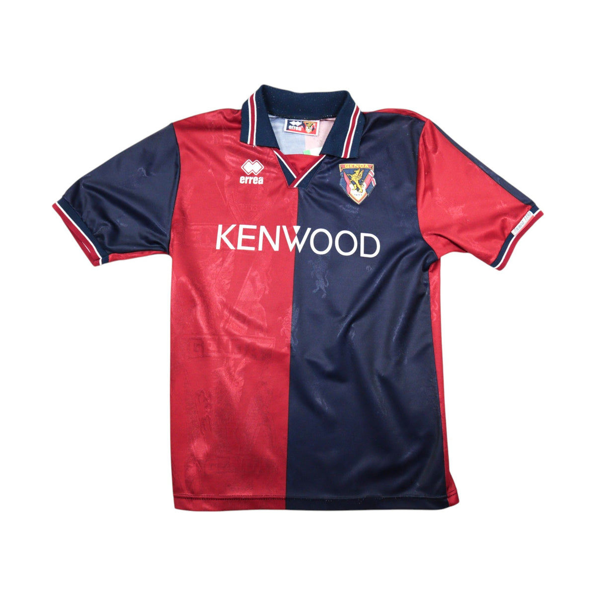 Genoa 1994/95 home shirt front view showing Kenwood sponsor and crest