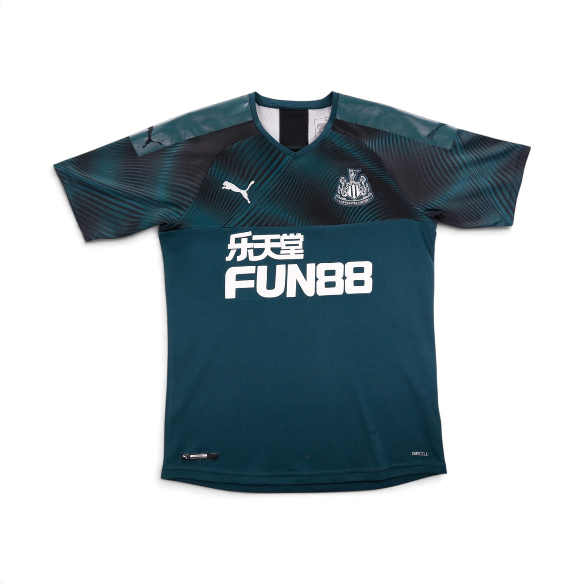 Newcastle United 2019/20 away shirt front view with Fun88 sponsor and Puma logo