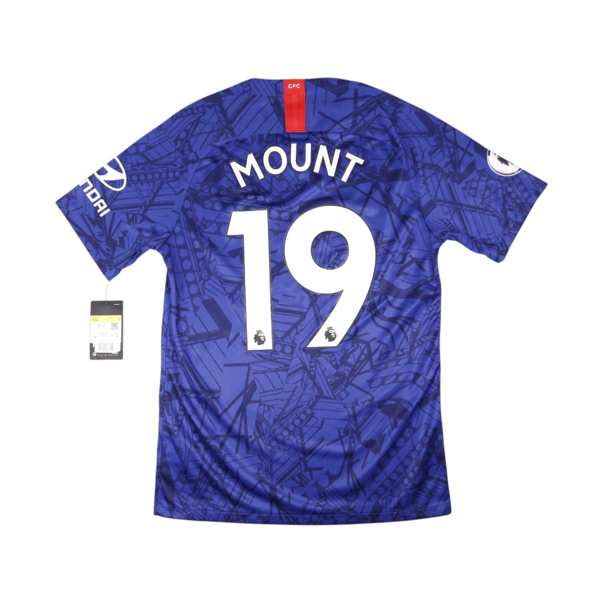 Chelsea 2019/20 home shirt back view with Mount 19 printed