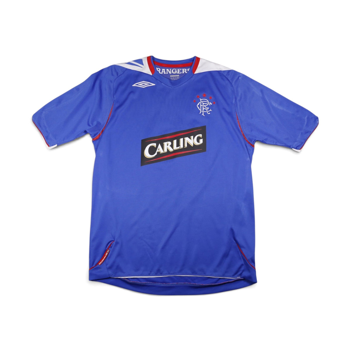 2006/07 Rangers home shirt front view with Carling sponsor and Umbro logo