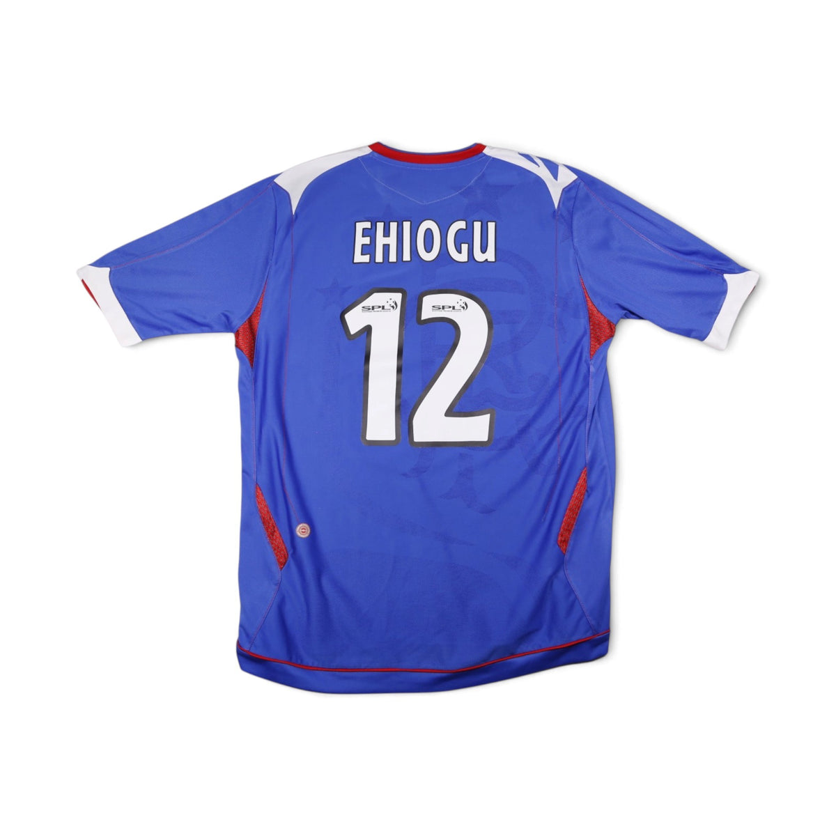 2006/07 Rangers home shirt back view showing Ehiogu 12 print and SPL patch