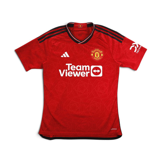 Manchester United 2023/24 home shirt front view with TeamViewer sponsor