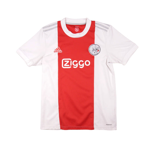 Ajax 2021/22 home shirt front view with Ziggo sponsor and adidas logo