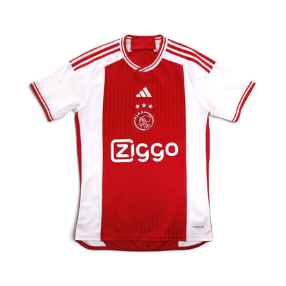 Ajax 2023/24 home shirt, front view, red and white with Ziggo sponsor