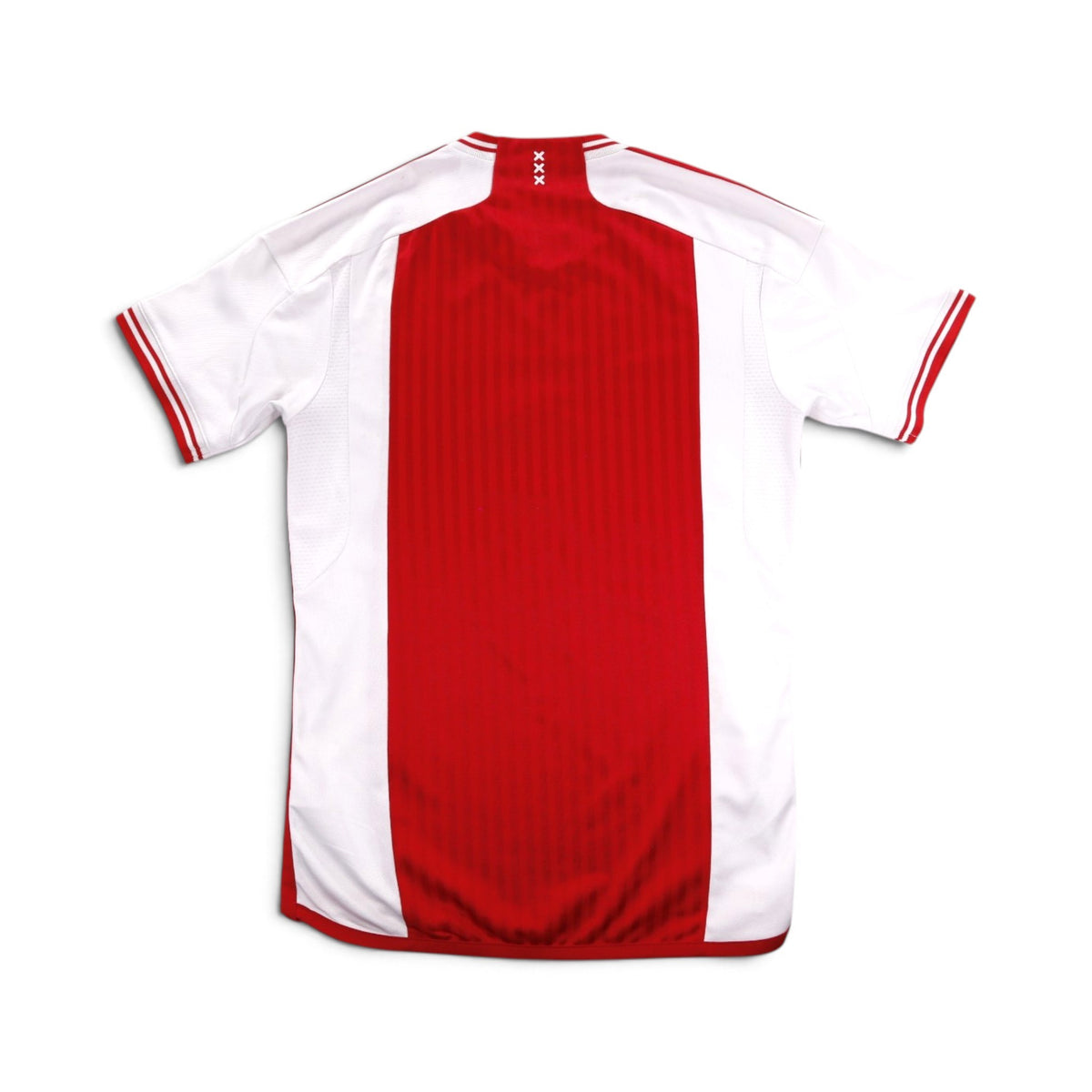 Ajax 2023/24 home shirt, back view, plain red and white