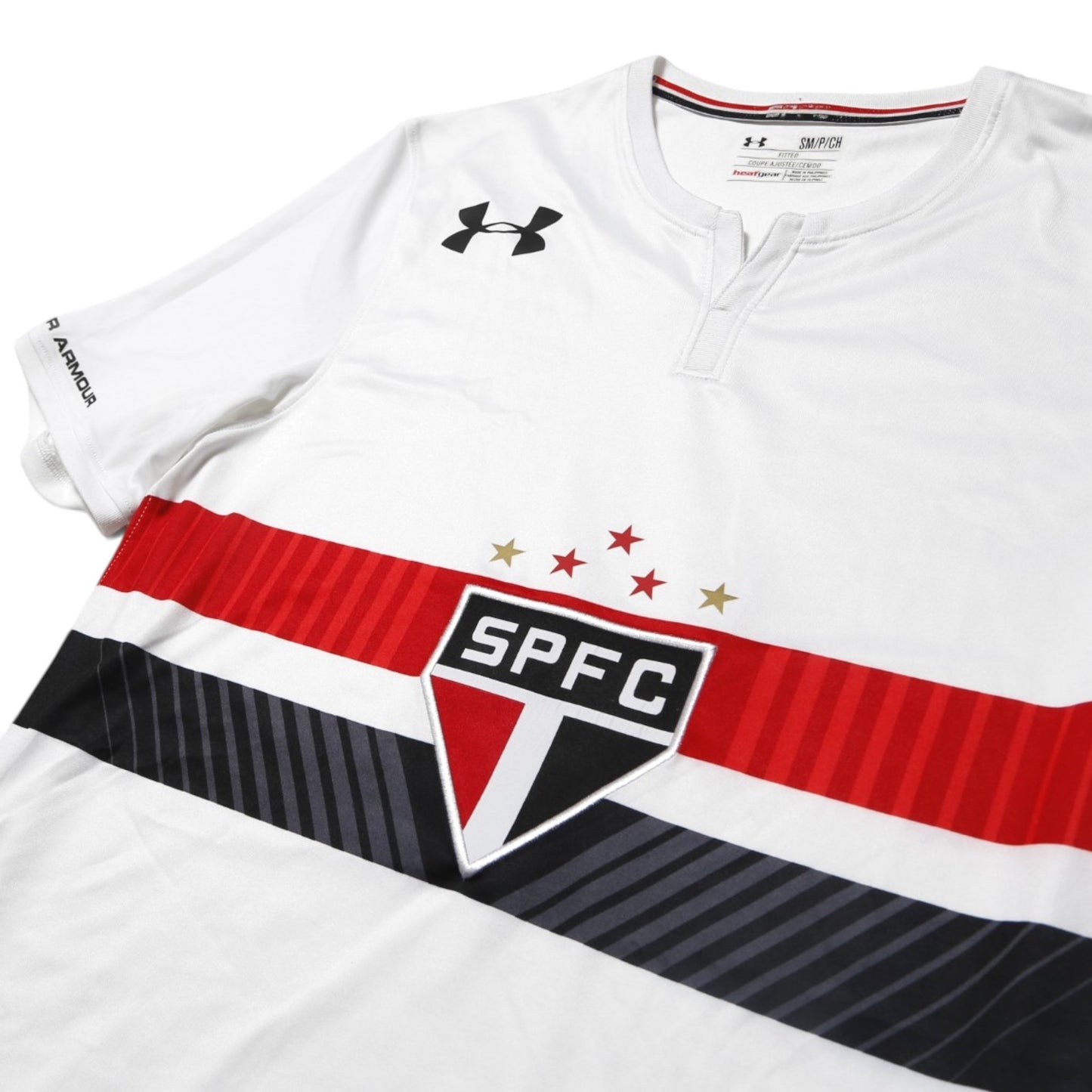 São Paulo 2017/18 home shirt back view, plain white with side stripes