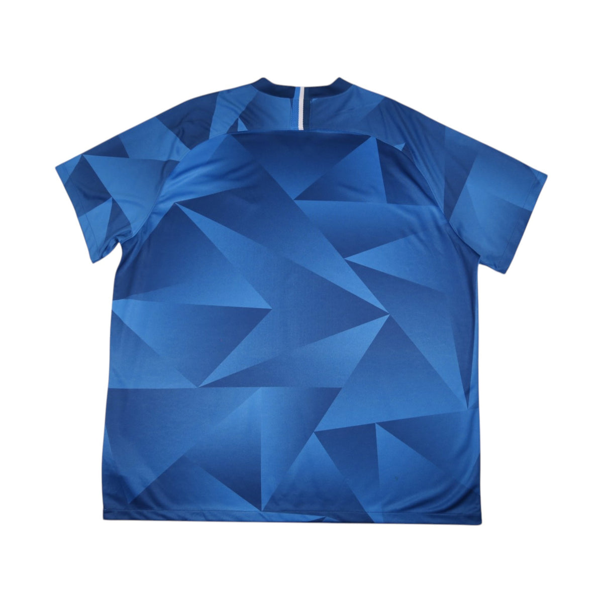 Back view of 2019/20 Zenit St. Petersburg home shirt showing blue geometric pattern