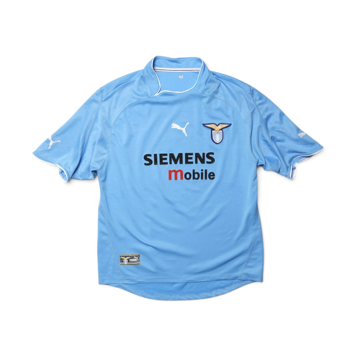 Lazio 2002/03 home shirt front view showing Siemens Mobile sponsor and Puma logo