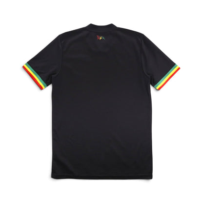 Ajax 2021/22 third shirt back view in black with coloured cuff trim