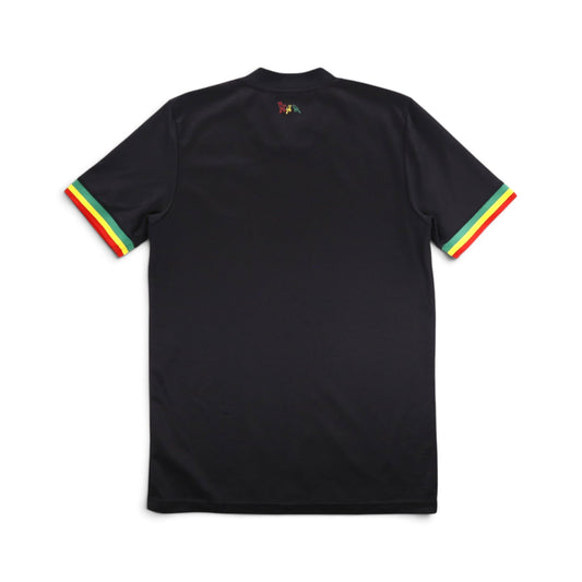 Ajax 2021/22 third shirt back view in black with coloured cuff trim