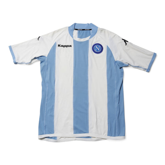 2005/06 Napoli third shirt by Kappa, front view showing light blue and white stripes and club crest