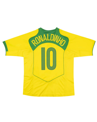 2004 Brazil Home Jersey Official Reissue Ronaldinho #10 Nike