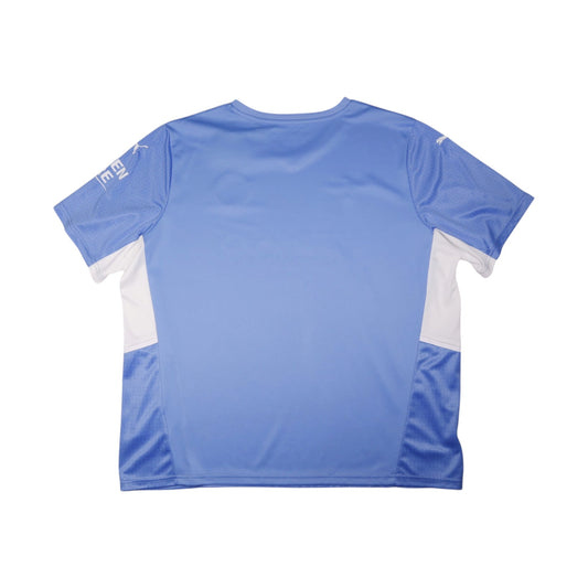 Manchester City 2021/22 home shirt back view showing white side panels