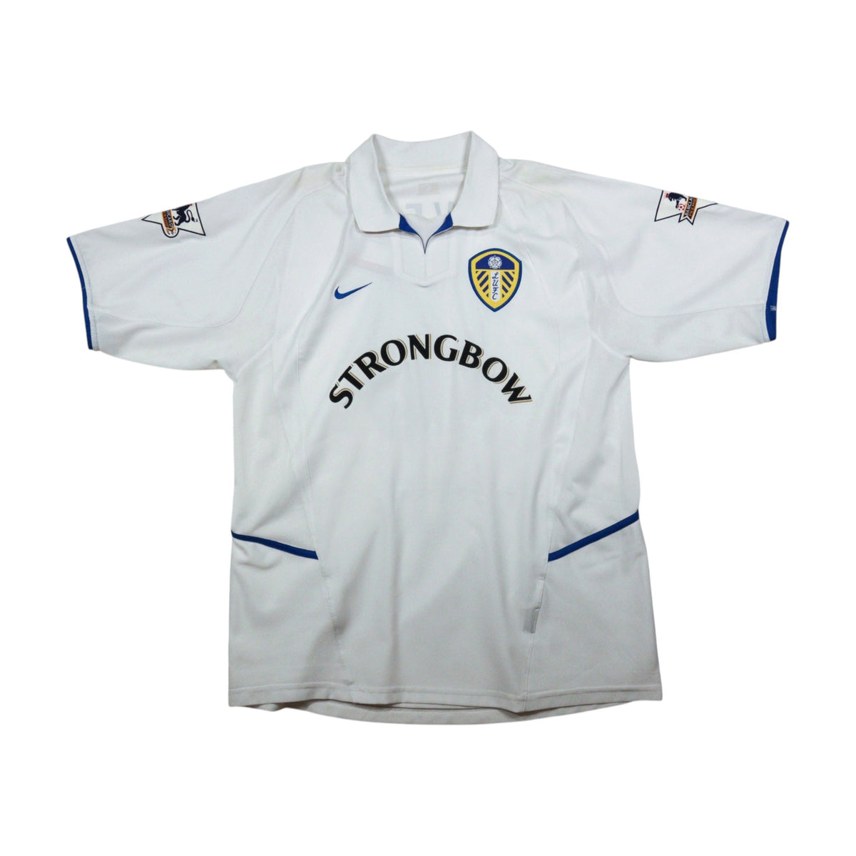 2002/03 Leeds United home shirt front with Strongbow sponsor and Nike logo