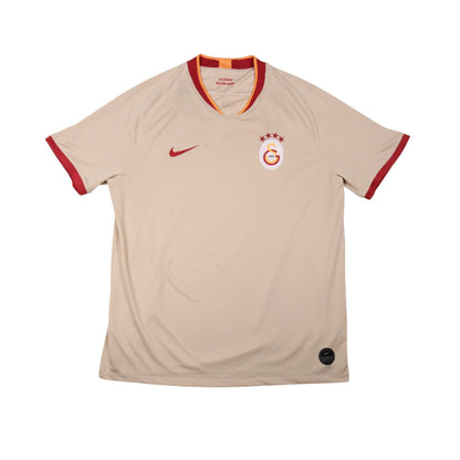 Front view of 2019/20 Galatasaray away shirt by Nike, beige with maroon and orange trim
