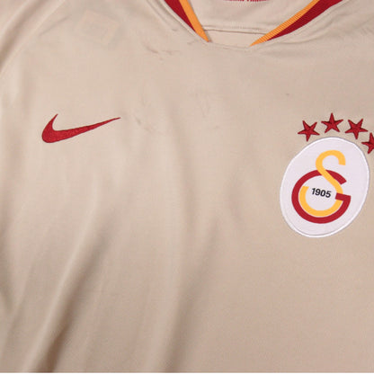 Close-up of Galatasaray crest and Nike swoosh on the front of the shirt