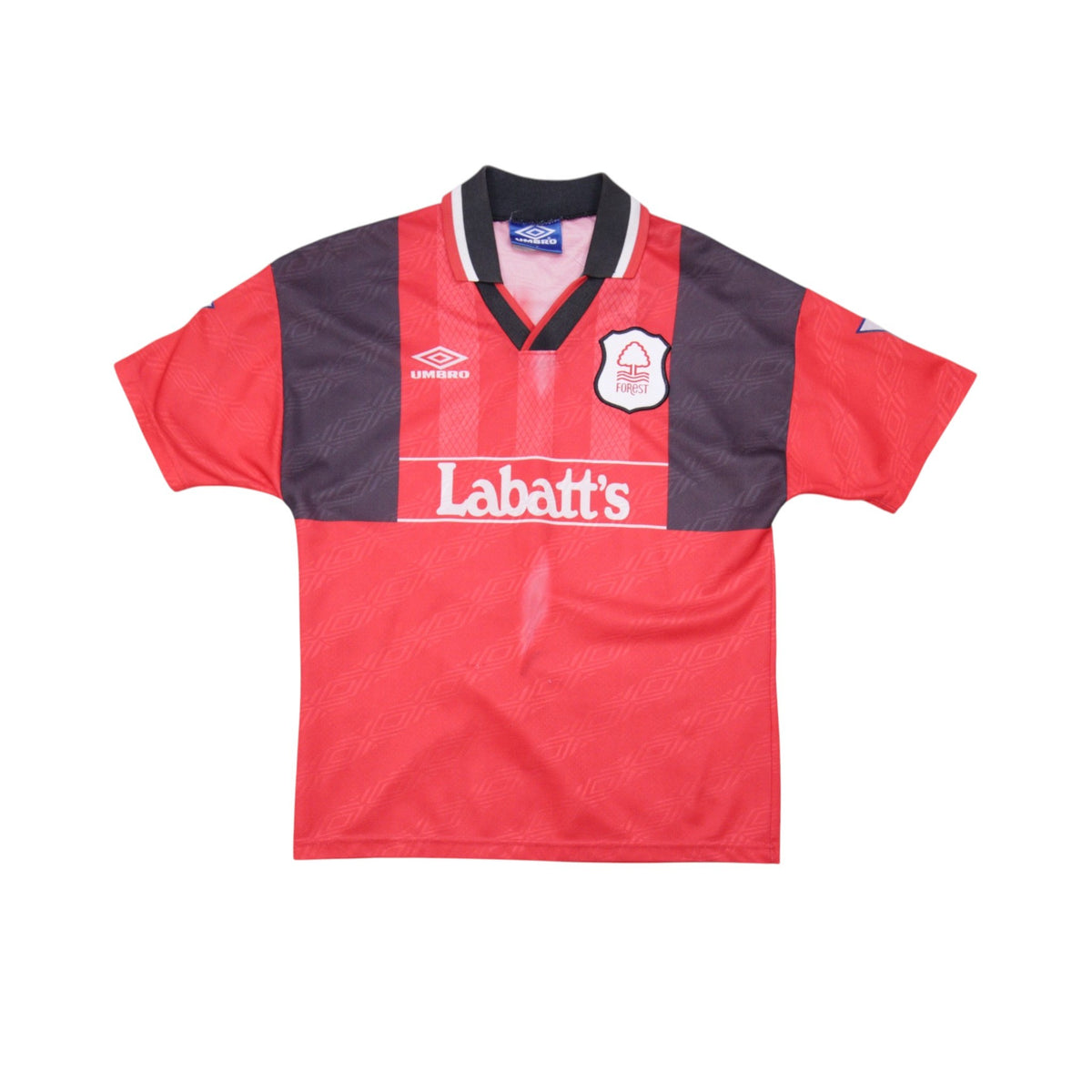 Nottingham Forest 1994/96 home shirt front view with Labatt's sponsor and Umbro logo