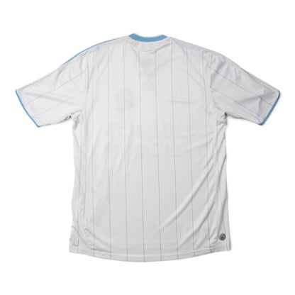 Back view of Olympique de Marseille home shirt showing pinstripe design