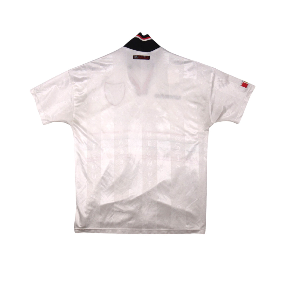 Back view of 1997-98 Manchester United away shirt showing plain back and jacquard pattern
