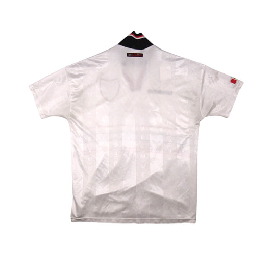 Back view of 1997-98 Manchester United away shirt showing plain back and jacquard pattern