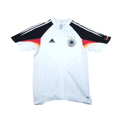 Germany 2004/05 home shirt front view, white with black sleeves and DFB crest
