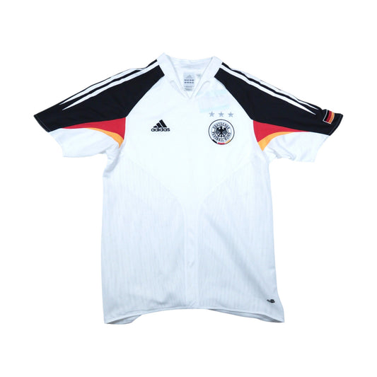 Germany 2004/05 home shirt front view, white with black sleeves and DFB crest
