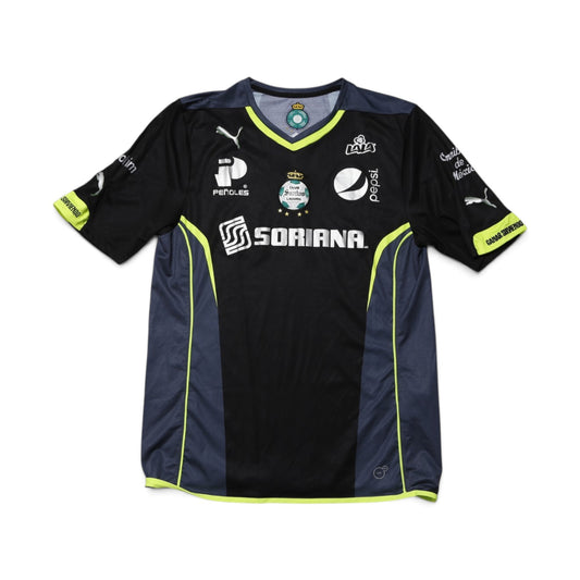 Santos Laguna 2015/16 away shirt front flat lay with sponsor logos