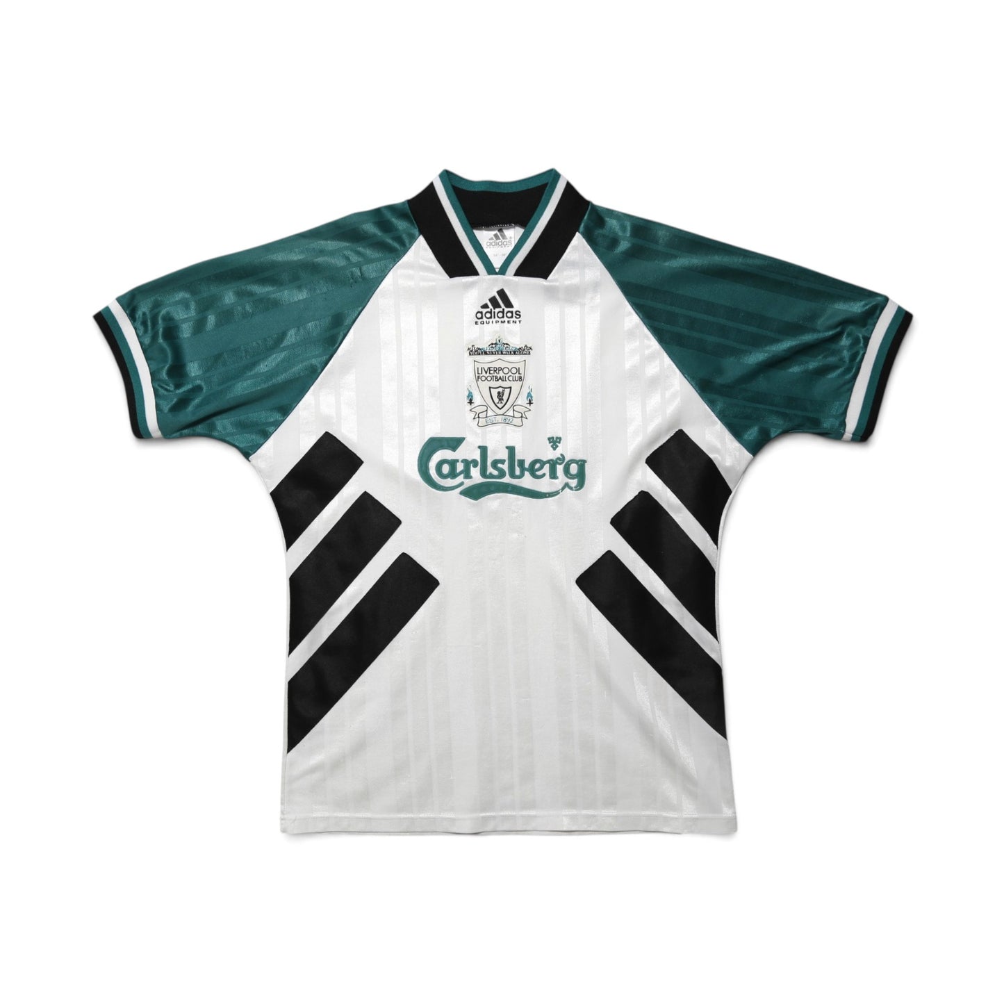 Liverpool 1993-95 away shirt full back and front view laid flat